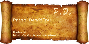 Pritz Demény névjegykártya